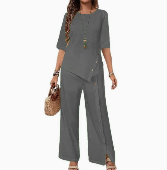 ✨Women's Irregular Hem Top & Wide Leg Pants Two - Piece Set