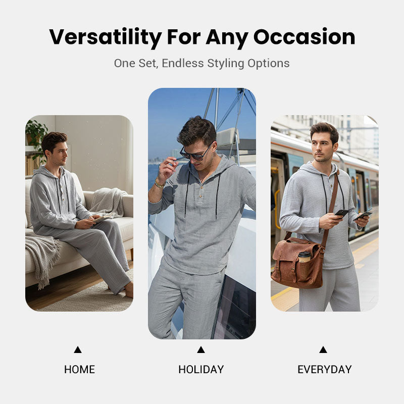 💥Men's Hooded Casual Loose Top & Pants 2-Piece Set